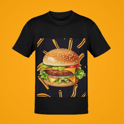 チーズバーガーフランスのとフライスフードユーモア男性 Tシャツ
