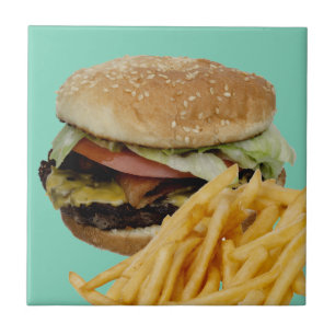 チーズバーガーフランスのとフライス タイル