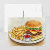チーズバーガーフランスのフライスピクルポストカード ポストカード (正面/裏面)