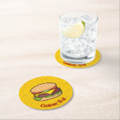 チーズバーガー丸紙コースター ラウンドペーパーコースター (インサイチュ)