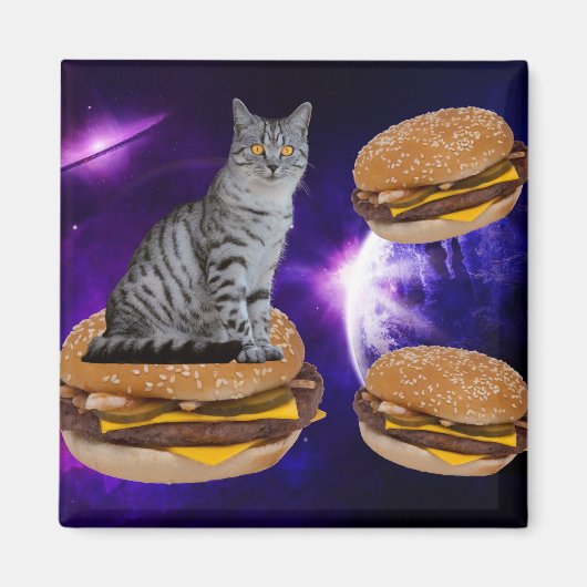 チーズバーガー宇宙付猫 マグネット (正面)