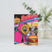 チーズバーガー屋さんの超現実的な花 ポストカード (スタンド正面)