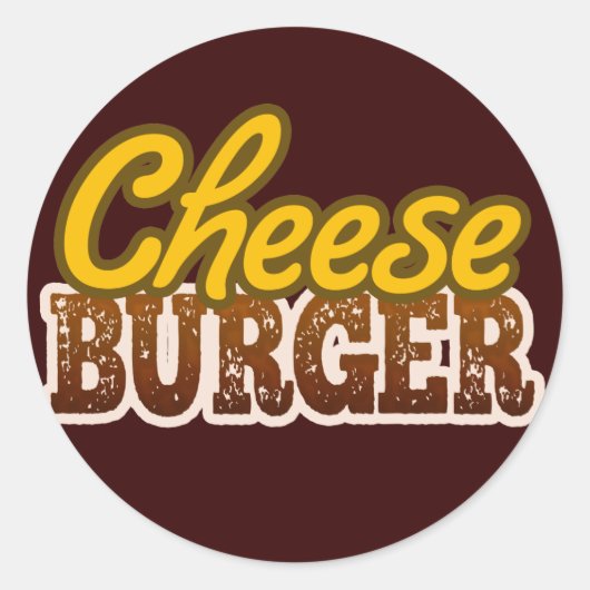 チーズバーガー文字デザイン ラウンドシール (正面)