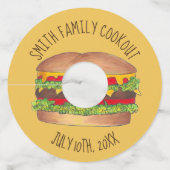 チーズバーガー料理用ピクニックハンバーガーバーガー ワイングラスタグ (正面)