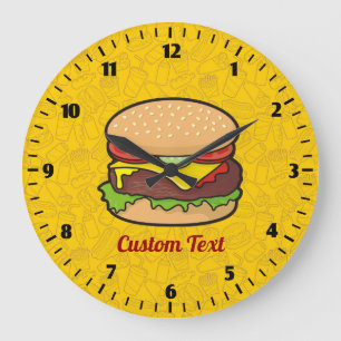 チーズバーガー時計 ラージ壁時計