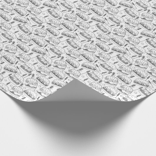 チーズバーガー白黒 ラッピングペーパー (角)