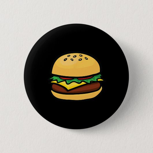 チーズバーガー絵文字ハンバーガー チーズバーベキュー 缶バッジ (正面)