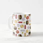 チーズバーガー食材 – ホワイトコーヒーマグ コーヒーマグカップ (正面左)