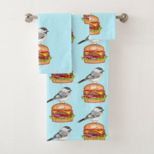 チーズバーガー鳥ブラックキャップ《鳥》アメリカゴガラアクア バスタオルセット