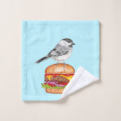チーズバーガー鳥ブラックキャップ《鳥》アメリカゴガラアクア バスタオルセット (ウォッシュタオル)
