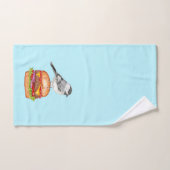 チーズバーガー鳥ブラックキャップ《鳥》アメリカゴガラアクア バスタオルセット (ハンドタオル)