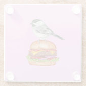 チーズバーガー鳥ブラックキャップ《鳥》アメリカゴガラピンク ガラスコースター (裏面)