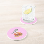 チーズバーガー鳥ブラックキャップ《鳥》アメリカゴガラピンク コースター (側面)