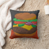 チーズバーガー16 x 16正方形の枕 クッション (ブランケット)
