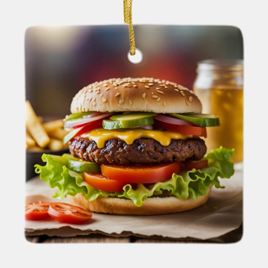 チーズバーガー セラミックオーナメント (正面)