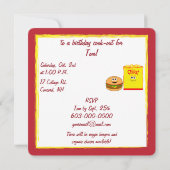 チーズバーガー&ポテトチップス誕生日パーティー 招待状 (裏面)