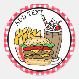 チーズバーガー、ミルクシェイク、フクラシックライズS ラウンドシール