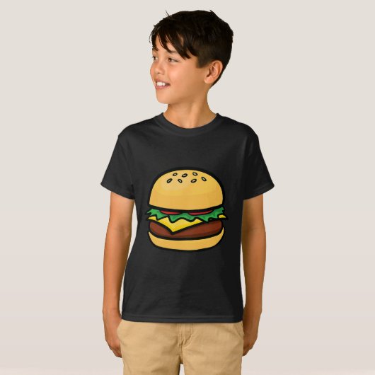 チーズバーガー 絵文字 ハンバーガー チーズ バーベキュー Tシャツ (正面フル)