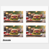 チーズバーガー 長方形シール (シート)