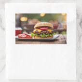 チーズバーガー 長方形シール (バッグ)