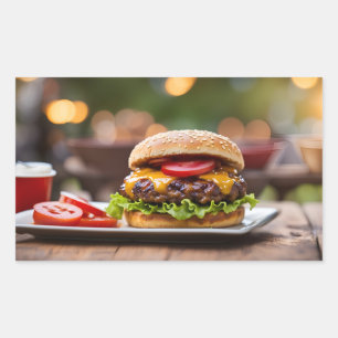 チーズバーガー 長方形シール
