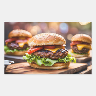 チーズバーガー 長方形シール