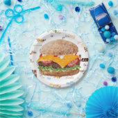 チーズバーガーBBQグリルファストフード ペーパープレート (パーティー)