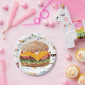 チーズバーガーBBQグリルファストフード ペーパープレート (パーティー)