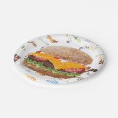 チーズバーガーBBQグリルファストフード ペーパープレート (アングル)