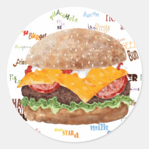 チーズバーガーBBQグリルファストフード ラウンドシール