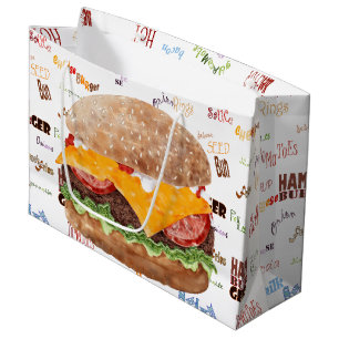 チーズバーガーBBQグリルファストフード ラージペーパーバッグ