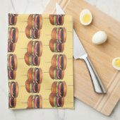 チーズバーガーBurgerハンバーガースライダーバーパブ キッチンタオル (四つ折り)