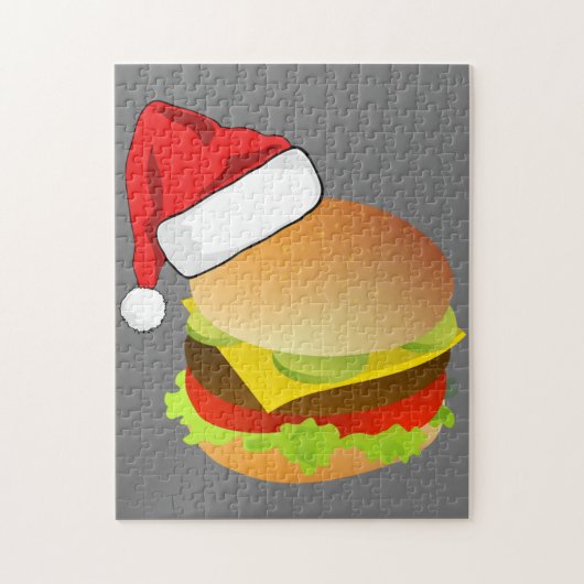 チーズバーガーHamburger Santa Hatマッチングクリスマス ジグソーパズル (縦)