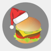 チーズバーガーHamburger Santa Hatマッチングクリスマス ラウンドシール (正面)