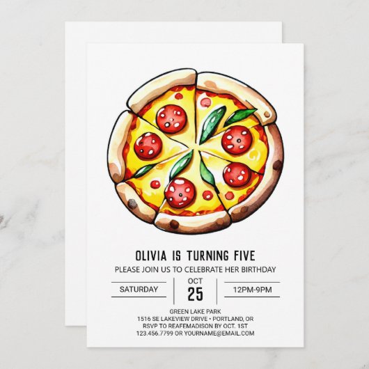 チーズピお洒落ザ誕生日 招待状 (正面/裏面)