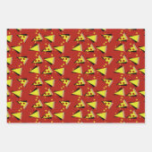 チーズピザ切りピーペローニ肉ドット赤黄色 ラッピングペーパーシート (正面)