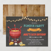 チーズフォンデュの誕生日パーティー 招待状 (正面/裏面)