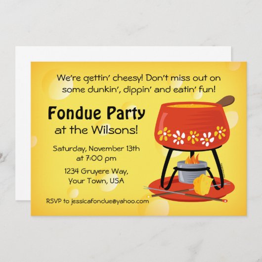 チーズフォンデュパーティの招待状 招待状 (正面/裏面)