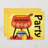 チーズフォンデュ葉書招待状 インビテーションポストカード (正面/裏面)