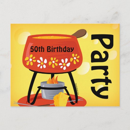 チーズフォンデュ葉書招待状 インビテーションポストカード (正面)