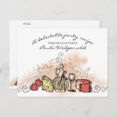 チーズフルーツワインディナーパーティーレシピカード ポストカード (正面/裏面)