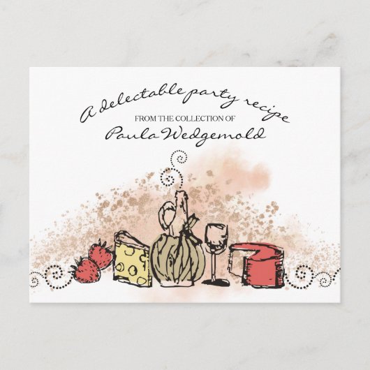 チーズフルーツワインディナーパーティーレシピカード ポストカード (正面)
