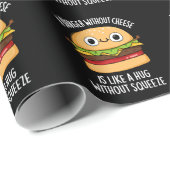 チーズフードのないおもしろいバーガーPun Dark BG ラッピングペーパー (ロールコーナー)