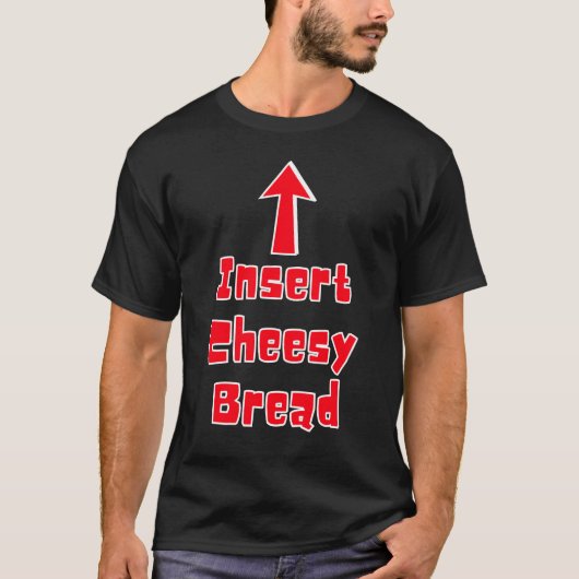 チーズブレッドを指差す矢印の食べるポインタ Tシャツ (正面)