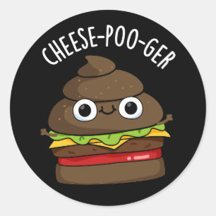 チーズプーおもしろいガーウンチプンダークBG ラウンドシール