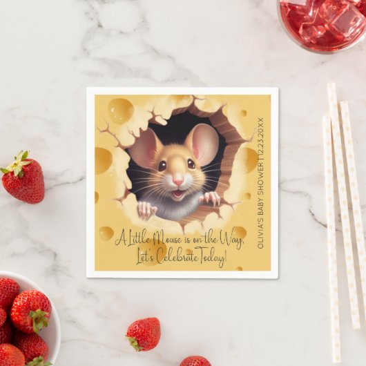 チーズベビーシャワーの小さなマウス スタンダードカクテルナプキン (インサイチュ)