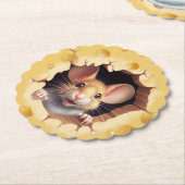 チーズベビーシャワーの小さなマウス ペーパーコースター (アングル)