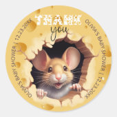 チーズベビーシャワーの小さなマウス ラウンドシール (正面)
