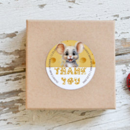 チーズベビーシャワーの小さなマウス ラウンドシール