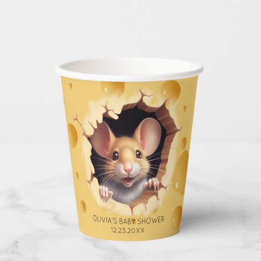 チーズベビーシャワーの小さなマウス 紙コップ (正面)